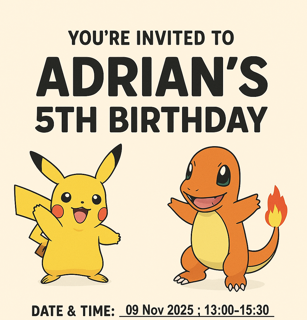 Adrian's 5th Birthday Invitation